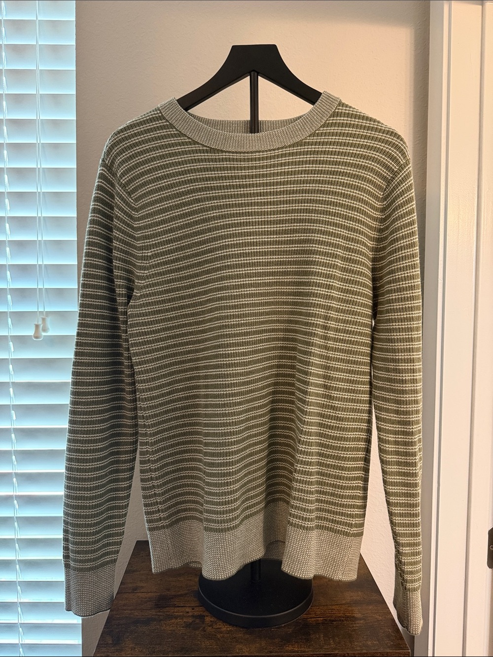 Goodfellow & Co Olive and Cream Striped Crewneck Sweater